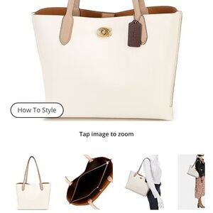 Coach white/cream authentic Willow Colorblock and Signature Interior Tote Bag